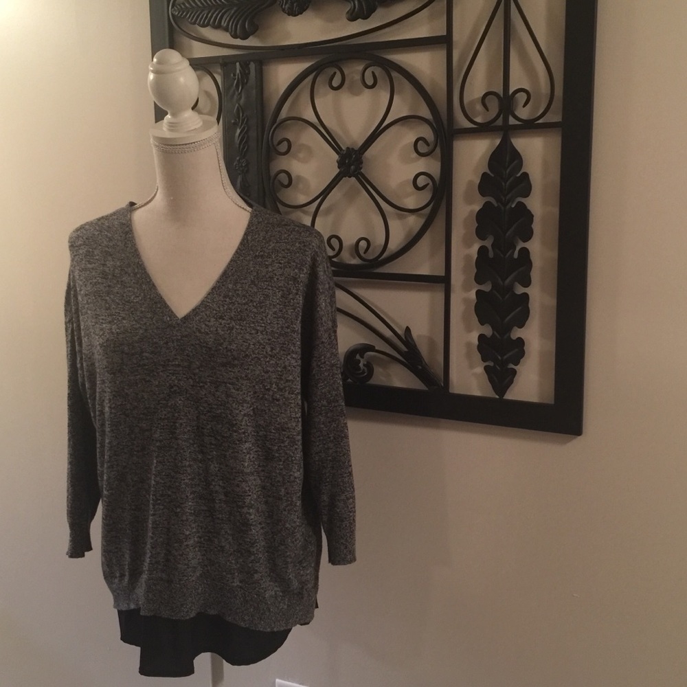 Liz Claiborne 3/4-sleeve black/white L sweater